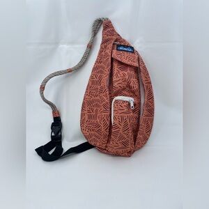 Kavu Rope Sling Backpack Crossbody Coral Orange Black Tiger Beats Print